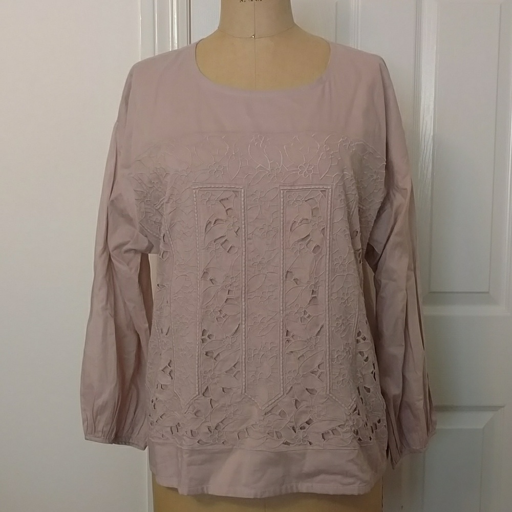 J. Crew Floral Eyelet Top